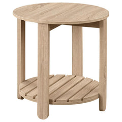 Upgrade your living room seating area with the casual appeal of a modern farmhouse end table, constructed from durable engineered wood and MDF. This charming design features a structured silhouette complete with thick, straight legs and wood-like features