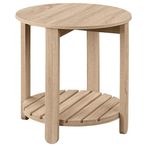Upgrade your living room seating area with the casual appeal of a modern farmhouse end table, constructed from durable engineered wood and MDF. This charming design features a structured silhouette complete with thick, straight legs and wood-like features