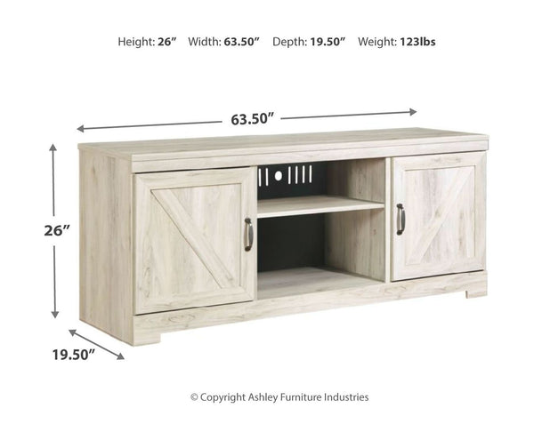 Bellaby - Whitewash - 2 Pc. - 63" TV Stand with Fireplace Insert Glass/Stone