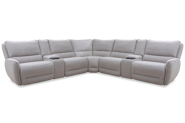 Stellar - 7 Piece Modular Power Reclining Sectional With Power Adjustable Headrests - Bloke Cotton