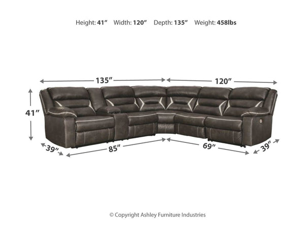Kincord - Midnight - Left Arm Facing Power Sofa with Console 4 Pc Sectional