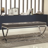 Benches Man-Made Leather Bench w/ Silver Metal Base