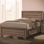 Kauffman King Bed with Panel Design and Storage Footboard