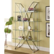 Bookcases X-Motif Chrome Finish Bookshelf with Floating Style Glass Shelves