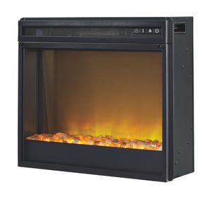 Bellaby - Whitewash - 2 Pc. - 63" TV Stand with Fireplace Insert Glass/Stone
