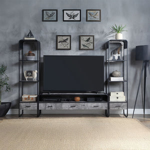 Raziela - TV Stand - Concrete Gray & Black Finish - 20"