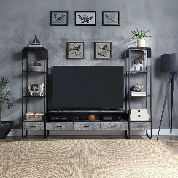 Raziela - TV Stand - Concrete Gray & Black Finish - 20"