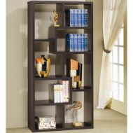 Bookcases Contemporary Asymmetrical Cube Bookcase, Cappucino