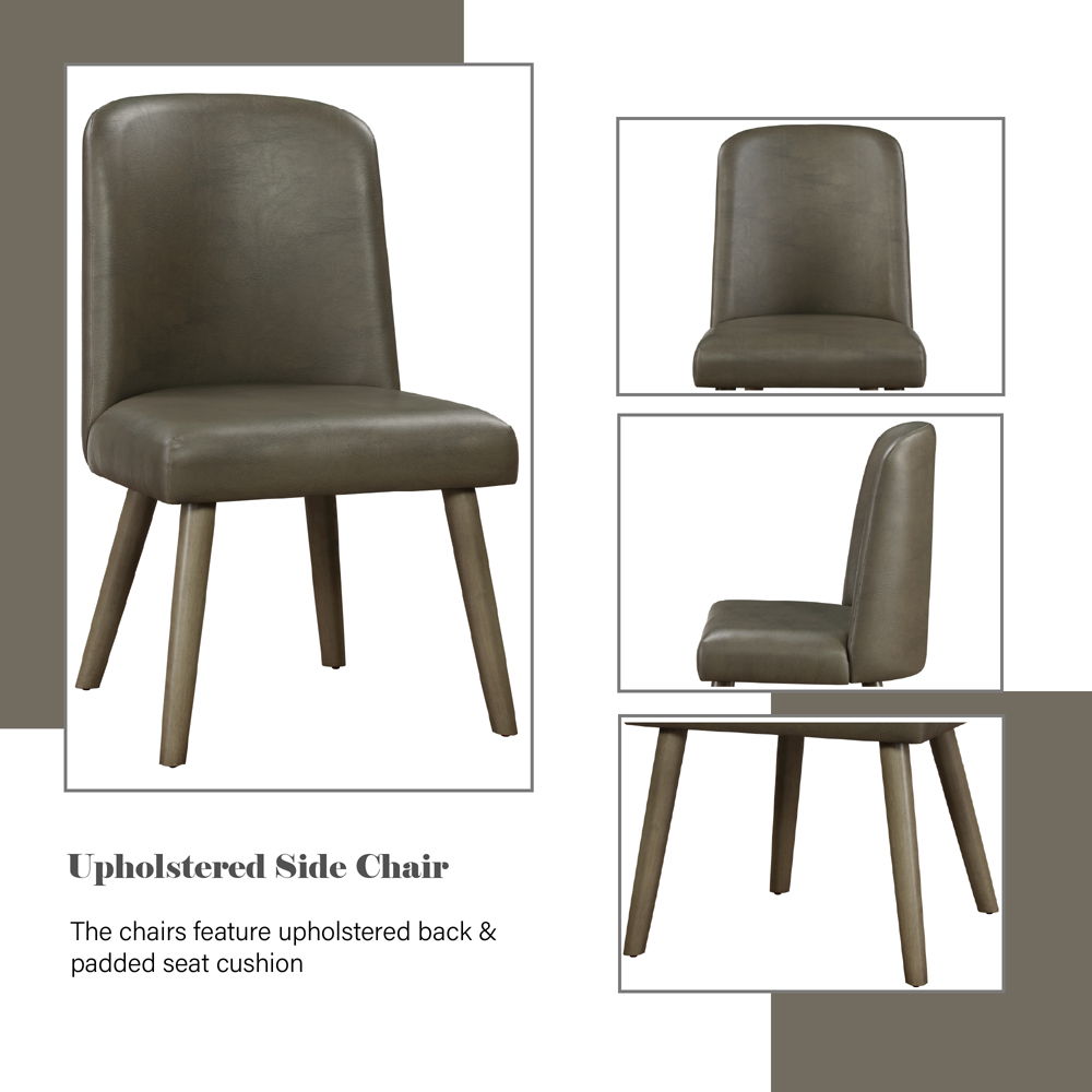 Keep everyone comfortable with the contemporary yet casual Waylon dining group. This beautiful round table features a wood top and turned pedestal base in a warm gray oak finish. Allowing seating for four people, this wonderful set is ideal for your kitch
