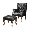 Accent Seating Traditional Wing Back Button Tufted Chair and Ottoman