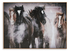 This wall art expertly captures the natural beauty and strength of equine movement. Balancing masculine sensibilities with the charm of farmhouse motifs, itâ€™s a statement piece that works equally well staged with other subtle wall decor. Neutral hues gi