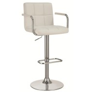 Dining Chairs and Bar Stools Adjustable Bar Stool with White Upholstery