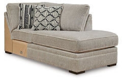 This right-arm facing corner chaise is made with polyester upholstery. Pairs with other items in the series to make a sectional.<br><br><b>Additional Dimensions</b><br><ul><li>Arm height: 41-"</li><li>Seat depth: 71-"</li><li>Seat height: 23-"</li><li>Top