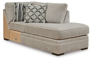 This right-arm facing corner chaise is made with polyester upholstery. Pairs with other items in the series to make a sectional.<br><br><b>Additional Dimensions</b><br><ul><li>Arm height: 41-"</li><li>Seat depth: 71-"</li><li>Seat height: 23-"</li><li>Top