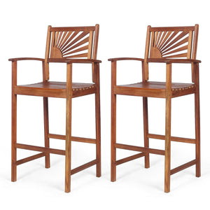 Premium acacia wood is perfect for patio use <br>Stools are crafted naturally without harmful elements <br>Tightened connection ensures high stability <br>Horizontal bars and solid legs avoid wobbling <br>Comfortable seat effectively relieves your fatigue