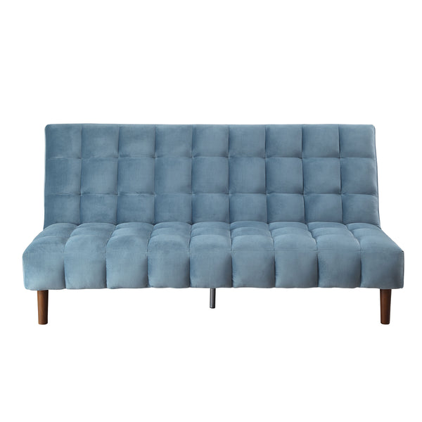 Yolandi - Futon - Teal Velvet & Dark Walnut Finish