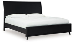 Sophisticated style for the savvy shopper. This panel bed prioritizes affordable, on-trend design. Its subtle replicated texture recalls the natural beauty of wood, highlighting the clean-lined styling. And a matte black finish savvily suits different app