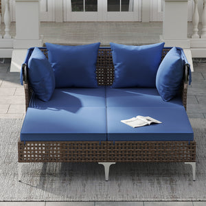 Provide a light  airy look and feel with open-weave PE rattan<br>The premium rattan also ensures fade-resistant and sun-protective durability<br>Open the canopy for shaded comfort with a premium gas strut<br>Close the canopy for sunbathing<br>Canopy secur