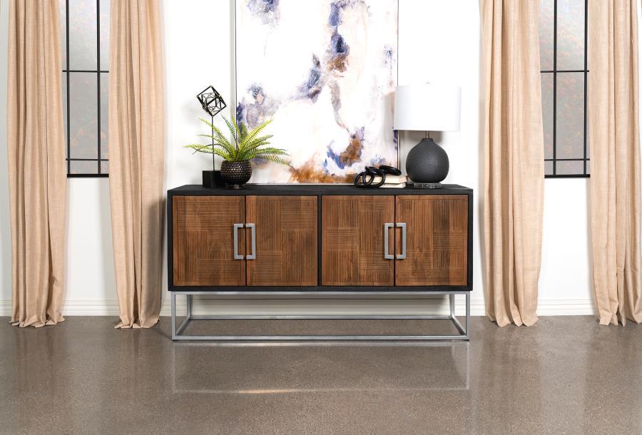 Asian inspiration creates the decadence you seek in outfitting a dining room or living space. This accent cabinet reflects a level of minimalism dressed up with gorgeous finishes to create an exotic ambiance with plenty of function. Rich walnut finish man