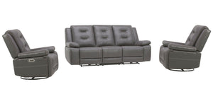 The Caldwell Power Sofa, Loveseat & Recliner in Tahoe Charcoal is perfectly scaled for smaller spaces. Offering a rich Tahoe Charcoal colored high-performance fabric cover, Caldwell features a generously padded arm and USB charging in the easy-to-operate 