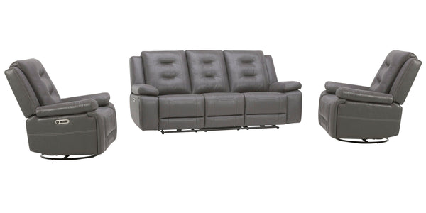 The Caldwell Power Sofa, Loveseat & Recliner in Tahoe Charcoal is perfectly scaled for smaller spaces. Offering a rich Tahoe Charcoal colored high-performance fabric cover, Caldwell features a generously padded arm and USB charging in the easy-to-operate 
