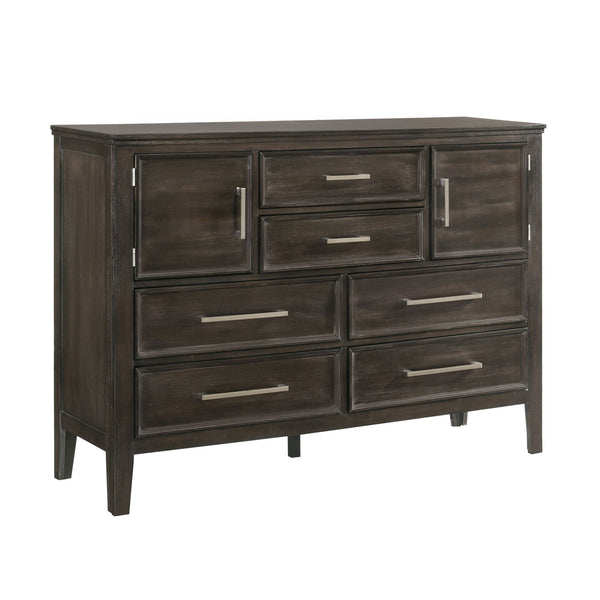 The Andover Six Drawer Wood Dresser in Nutmeg Brown is the perfect blend of durability, functionality, and style, making it a standout addition to any bedroom. Expertly crafted from solid Rubberwood, manufactured woods, and wood veneers, this dresser is b