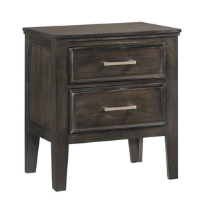 The Andover Two Drawer Wood Nightstand in Nutmeg Brown combines durability, functionality, and timeless style, making it a perfect addition to any bedroom. Expertly crafted from solid Rubberwood, manufactured woods, and wood veneers, this nightstand is bu