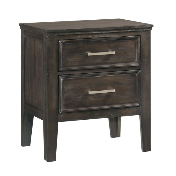 The Andover Two Drawer Wood Nightstand in Nutmeg Brown combines durability, functionality, and timeless style, making it a perfect addition to any bedroom. Expertly crafted from solid Rubberwood, manufactured woods, and wood veneers, this nightstand is bu