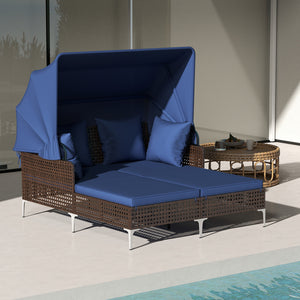 Provide a light  airy look and feel with open-weave PE rattan<br>The premium rattan also ensures fade-resistant and sun-protective durability<br>Open the canopy for shaded comfort with a premium gas strut<br>Close the canopy for sunbathing<br>Canopy secur