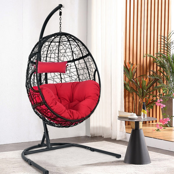 Rugged frame ensure the stability<br>Combined with non-slip pads for increased stability<br>Comfortable pillow and cushion are included for enhanced comfort<br>Safety hook and hanging chain provide better balance<br>Widely used indoor or outdoor<br>Relax 