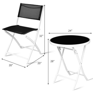 High quality and brand new<br>Including 2 chairs  and 1 coffee table with glass top<br>Durable textile fiber material<br>Sturdy steel frame<br>Folding frame make it convenient to store and move<br>The reinforced glass table top greatly increases the durab