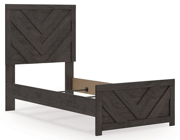 Prendonea - Charcoal - Twin Panel Bed