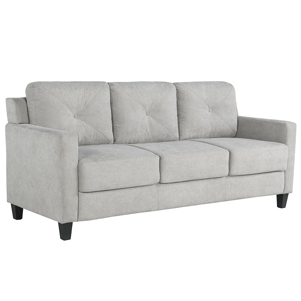 Experience ultimate comfort and style with Horatio taupe Chenille sofa.The tight back and seat cushions ensure a comfortable seating experience, supported by pocket coil construction and a sturdy wooden inner frame. This set is perfect for creating a mode