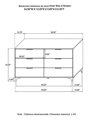 Kendall - 6-Drawer Dresser - Black