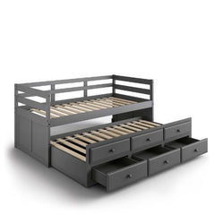 13 Slats Per Bed 1-" Rails<br/><br/><b>Product Features</b><ul><li>Includes 3 Storage Drawers</li><li>Mattress is Not Included</li><li>Center Wooden Drawer Glide</li><li>3/4 Extension Drawer Glide</li><li>Case: 1Set/2Ctn</li><li>Finish: Gray Finish</li><l