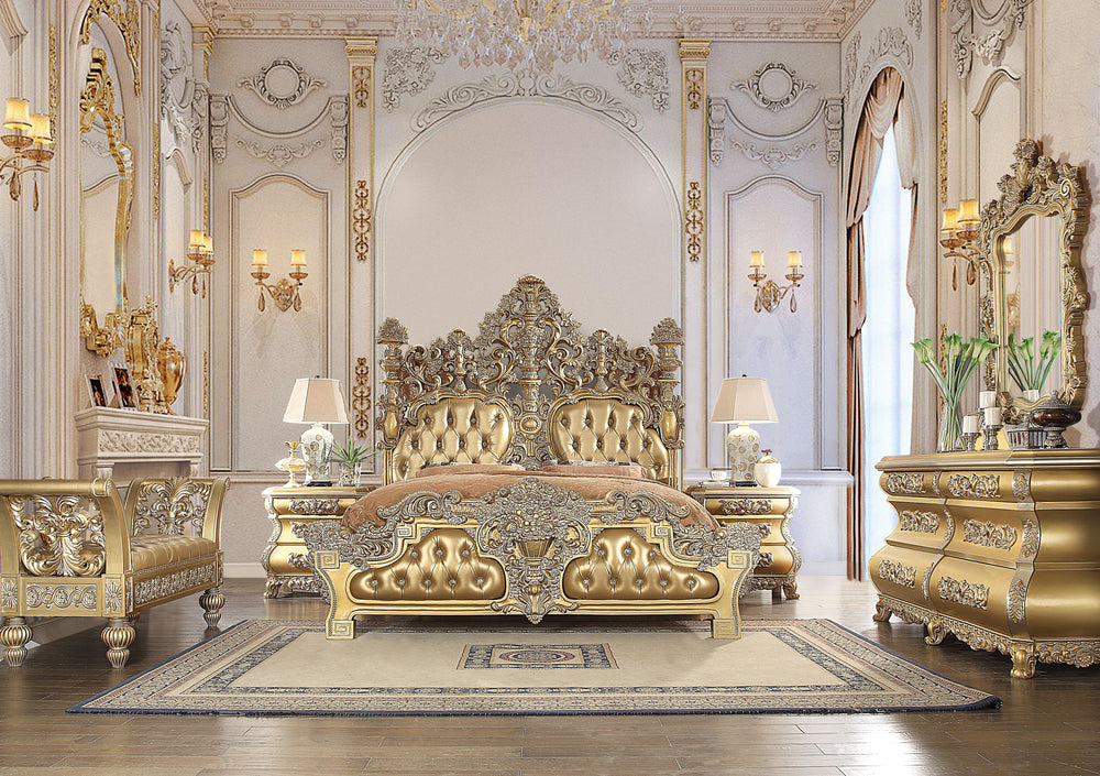 Seville - Bench - Beige - 66-"<br/><br/><b>Product Features</b><ul><li>Button Tufted</li><li>Hollow Carving & Upholstery Headboard</li><li>Scrolled Floral & Upholstery Footboard</li><li>Feltlined Drawer</li><li>Metal Side Drawer Glide</li><li>2/3 Drawer E