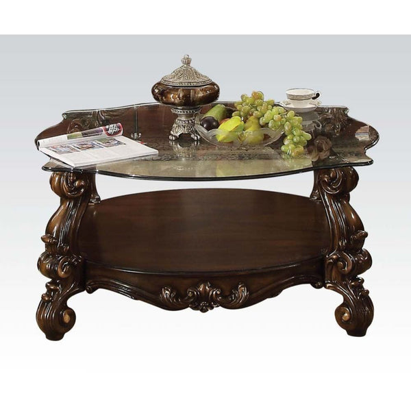 Versailles - Coffee Table - Cherry Oak & Clear Glass