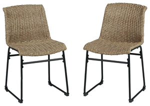 This outdoor dining chair set establishes the standard for alfresco dining. The chair-'s powder coated steel frame and resin wicker seat are ready to withstand the elements for seasons to come. A cool two-tone color scheme adds another layer of interest t