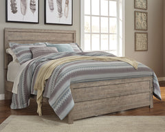 This queen panel bedâ€™s weathered driftwood finish evokes such an ethereal vibeâ€”exactly what you need for a serene bedroom suite. Chunky moulding creates a plank-like effect while clean lines make for a timeless look youâ€™ll love living with for years