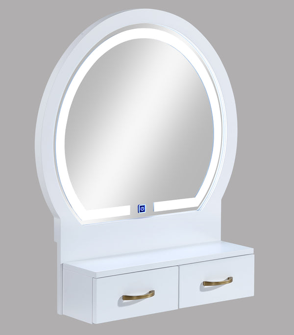  while the gold-accented handles add a touch of luxury. The built-in LED-lit mirror provides opti