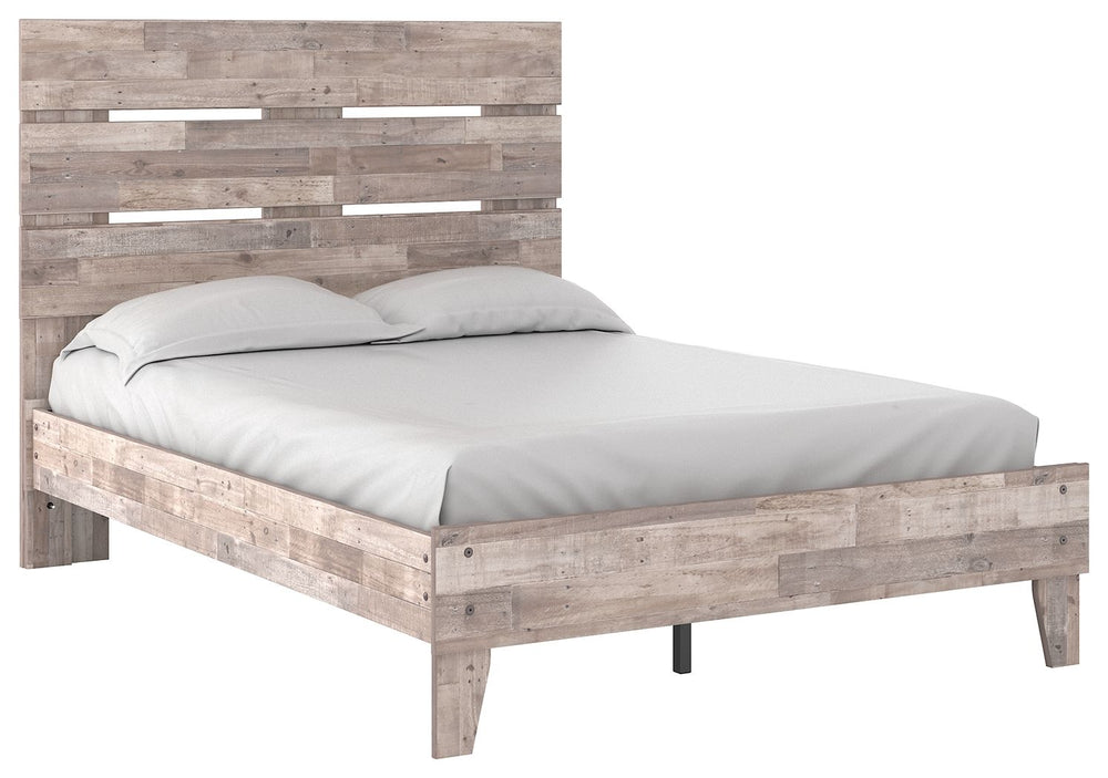 Part beach chic, part urban hip, this full platform bed is everything you dreamed of, at a comfortably cool price. The butcher block, whitewash finish over replicated pine grain lends a richly relaxed aesthetic that suits your sensibility. What an easy-br