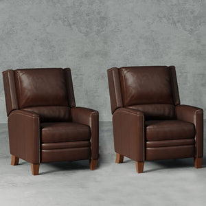 The Connor recliner boasts an effortless power recline for seamless relaxation. Upholstered in the finest soft leather with a custom match, it exudes sophistication. The decorative twisted rope stitching detail adds a touch of elegance, while the high leg