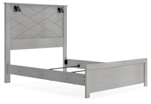  clean and casually modern. This queen panel bedâ€™s wispy dove gray finish sets the tone for your calming sanctuary. Matte black sconce lights and an abstract design on the headboard bring a fresh look to the bedâ€™s simply stunning profile. <h4><b>
