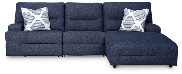 Acklen Place - Navy - 3-Piece Power Reclining Sectional With RAF Power Reclining Back Chaise