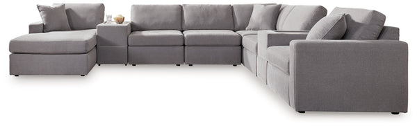 Looking cool and contemporary is great. But when it comes down to it, youâ€™re all about low-maintenance lounging. With the performance fabric on this sectional with chaise, cleaning spills is a breeze. Its customizable modular design caters to your ever-