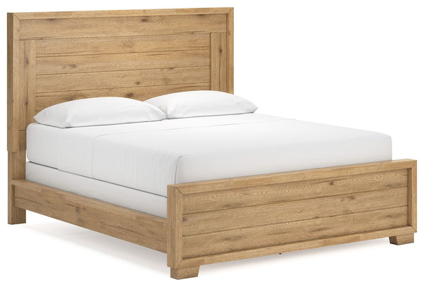 This California king panel bed expertly refines the raw beauty of wood, bringing a rustic vibe to urban contemporary design. Natural details on the wood, unique to each piece, create an organically beautiful feel in your bedroom. And the stunning simplici