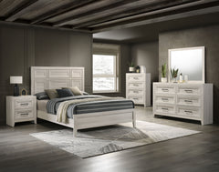 Elevate your bedroom with this elegantly designed furniture collection, blending contemporary sophistication with timeless charm. The soft, light wood finish exudes a sense of tranquility, while the intricate panel detailing adds a touch of refined crafts