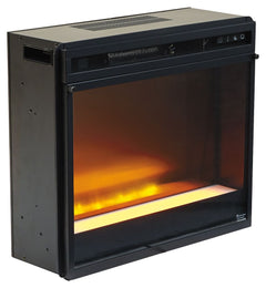 Enjoy the cozy feel of a cracklinâ€™ fireplace without the hassle, maintenance or cleanup. Available as an addition on select TV stands and entertainment centers, this fireplace insert includes an electric flame feature that operates with or without heat,