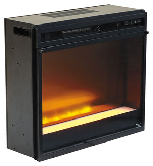 Dorrinson - White / Black / Gray - Corner TV Stand With Fireplace Insert Glass/Stone