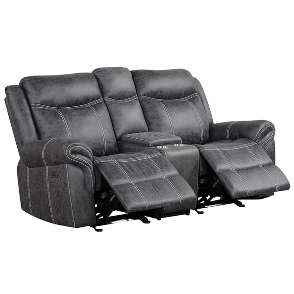 Zubaida - Power Motion Loveseat With USB - Dark Gray Polish Microfiber<br/><br/><b>Product Features</b><ul><li>Seat Construction: Pocket Coil</li><li>Tight Seat & Back Cushion</li><li>KD Back</li><li>Power Motion</li><li>USB Port Included</li><li>Sofa & L